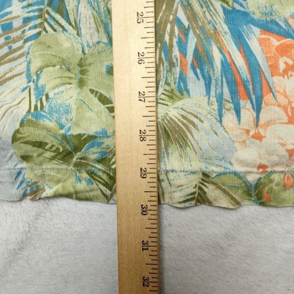 Tommy Bahama Shirt Mens XL Blue Floral Silk Button-Up Short Sleeve Tropical